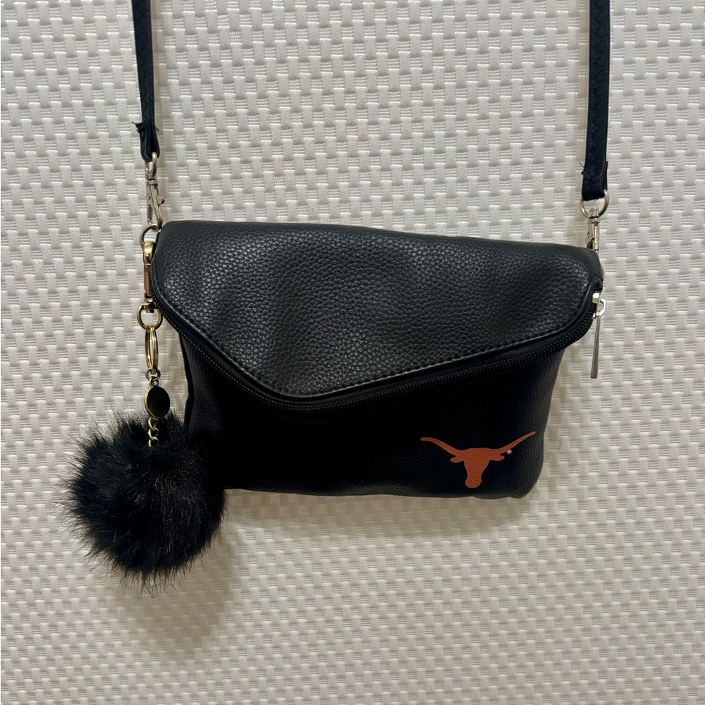 Black Crossbody Bag with Texas Longhorn Logo